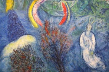 Marc Chagall Painting - Moisés y la zarza ardiente contemporáneo Marc Chagall